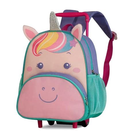 Mochila Infantil Alças Rodinha Escolar Crianças Feminina.